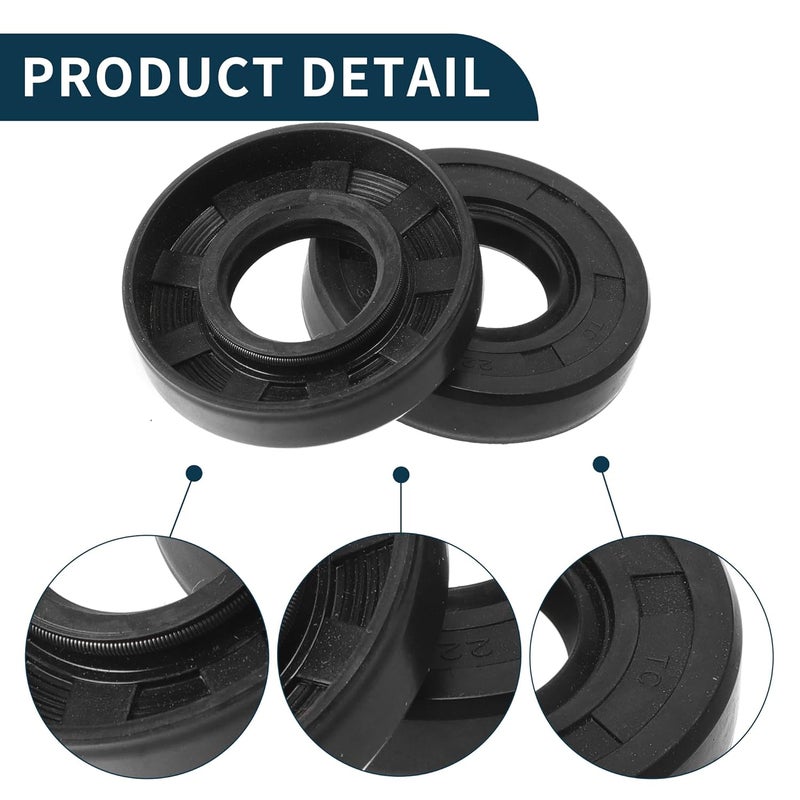 TUCKBOLD Universal Oil Seal TC Double Lip W Steel Spring Seal Ring Rotary Shaft Seal 22x48x10mm High Pressure NBR Rubber Black 5 Pcs - Image 5